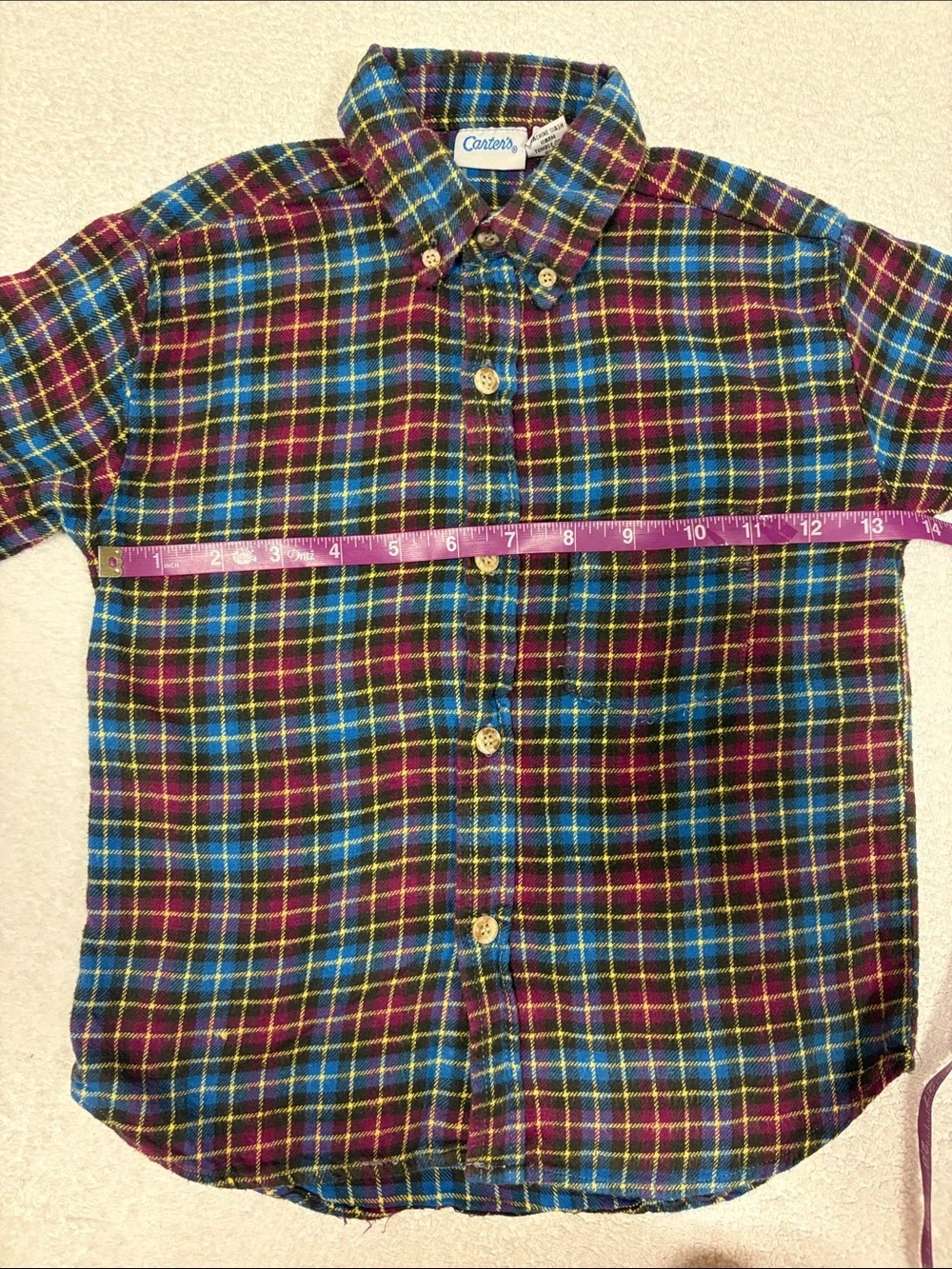 Carter's vintage Plaid flannel Button-Down Shirt purple blue 5
